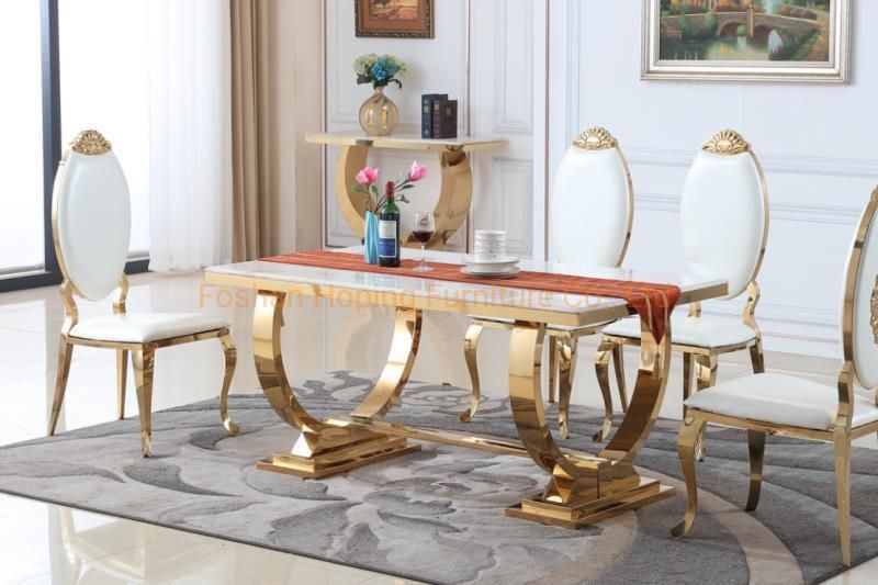 New Design Dining Table with Glass or Marble Top for Wedding Chair Furniture