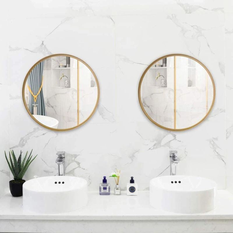 Hot Selling 20 in X 20 in Satin Golden Round Aluminum Alloy Framed Bathroom Vanity Mirror