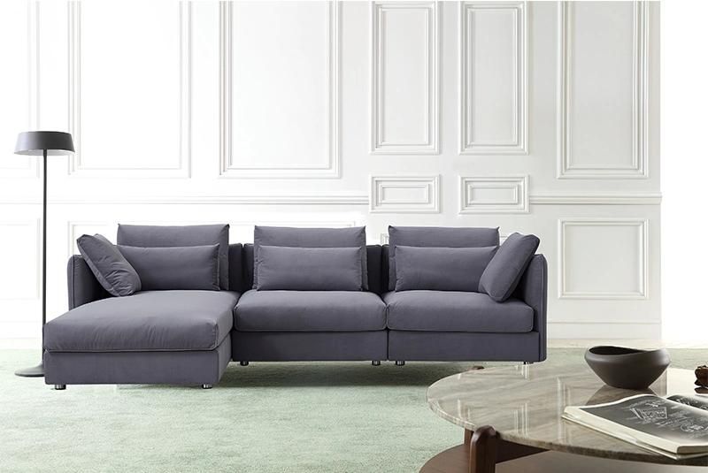 Zhida High-End Good Quality Modern Home Furniture Villa Living Room L Shape Couch Corner Sectional Fabric Sofa