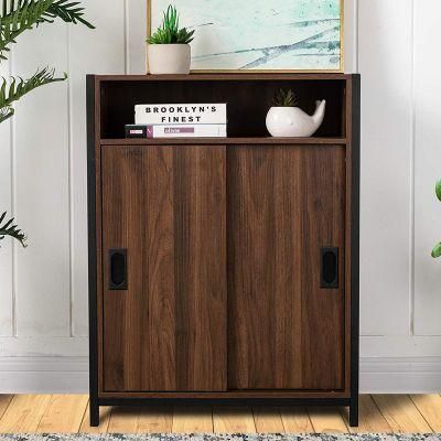 Modern Simple Brown Double Door Independent Porch Living Room Storage Cabinet 0239