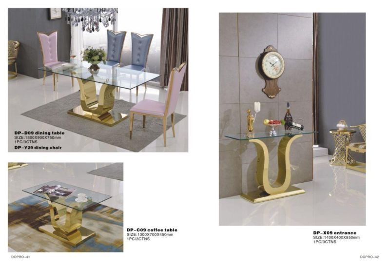 Simple Design Stainless Steel Base Post Console Table with Artificial Marble Top