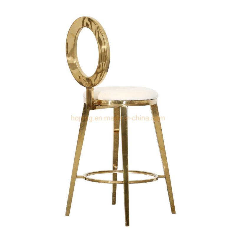 Modern Round Cocktail Gold Stainless Steel Comfortable Luxury Furniture Cross Back Metal Bar Stools