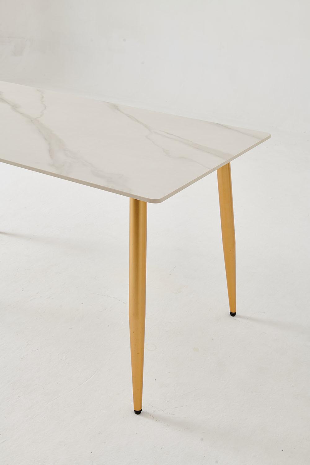 Internet Celebrity Modern Luxury Gold Legs White Marble Dining Table