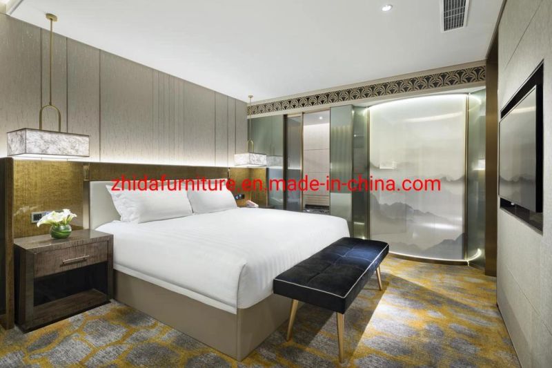 Customized Made Complete Set High Quality 4 Star Hotel Apartment Furniture Living Room Bedroom King Size Bed