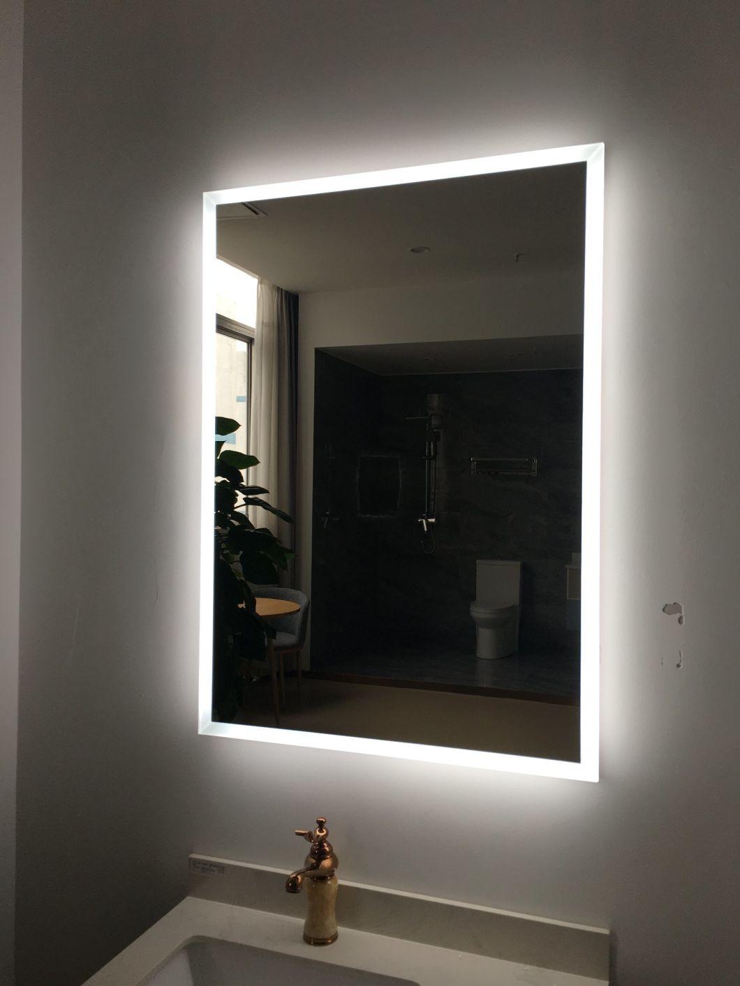 Acrylic Diffuser Soft Light Smart Glass Vanity Furniture LED Bathroom Wall Lighted Mirror with Hanging Bracket