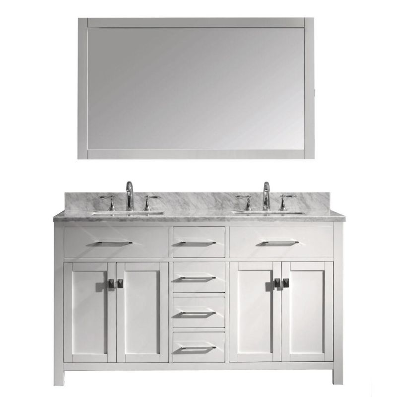 Luxury Marble Countertop Double Sink Solid Wood Bathroom Cabinet.