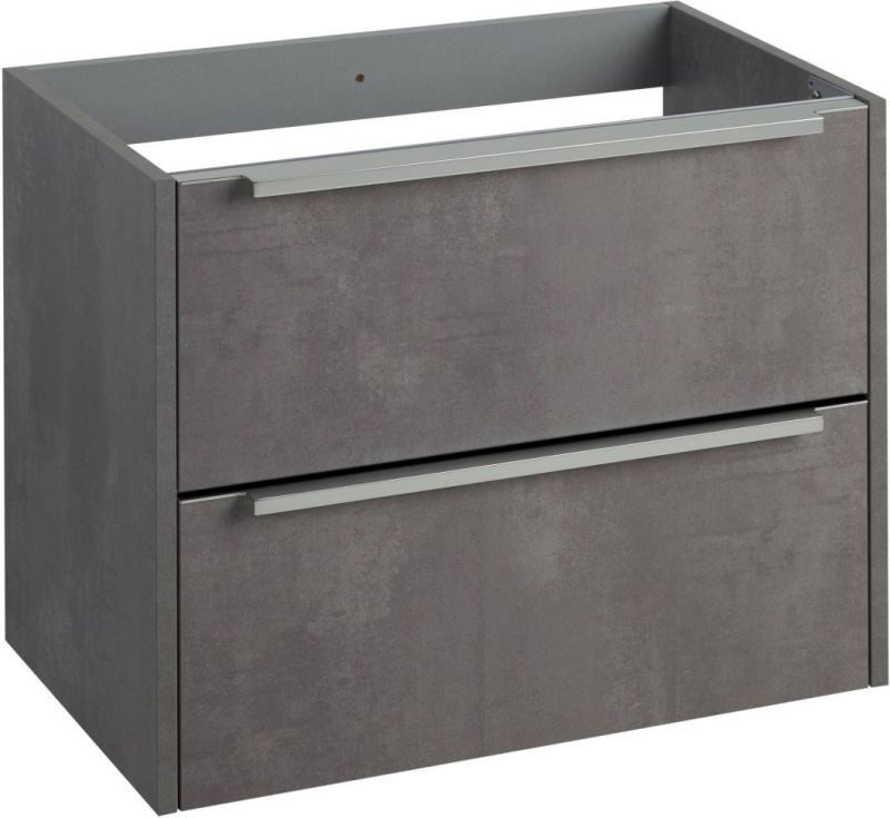 Slimline Set Square 2 Drawers 60cm Concrete Gray Bathroom Furniture