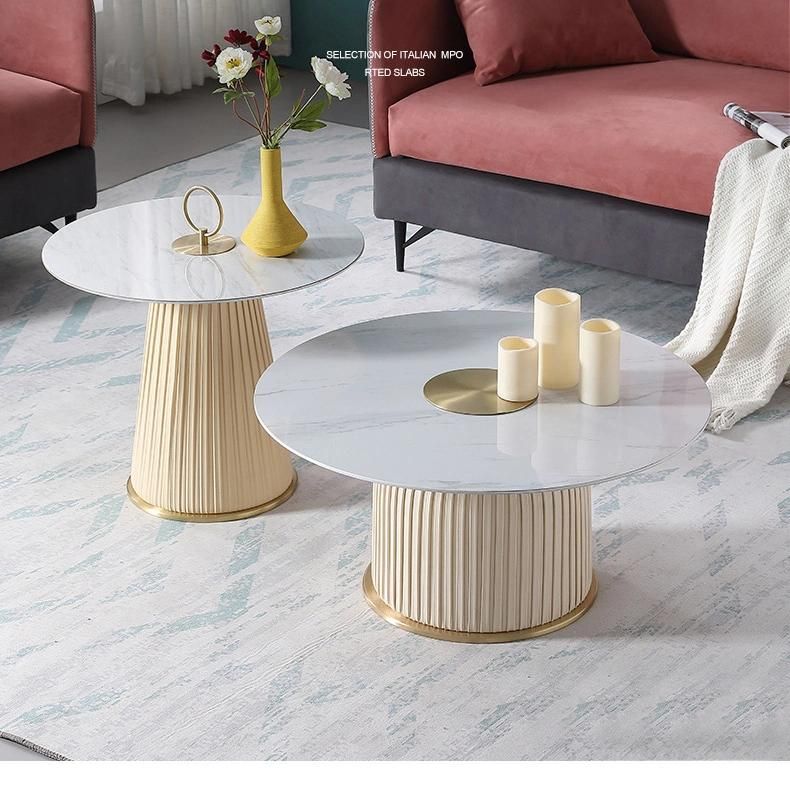 Modern Luxury PU Leather Large Size Sintered Stone Tea Table