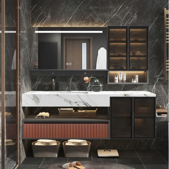 Light Luxury Rock Board All-in-One Bath Bathroom Cabinet Combination Modern Simple Sink Wash Face Basin Cabinet Toilet Wash Table