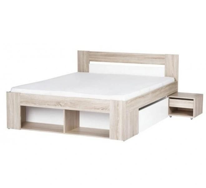 Nova Modern Simple Bedroom Furniture White Oak Bed with Storage Drawer