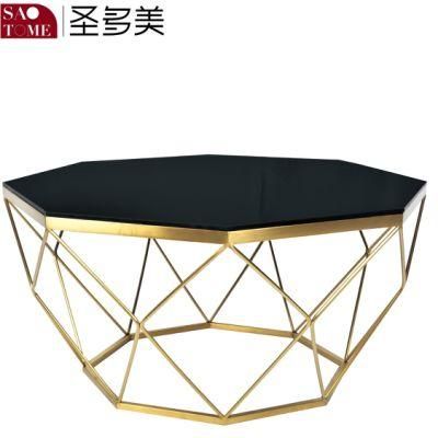 Modern Metal Frame Black Glass Coffee Table