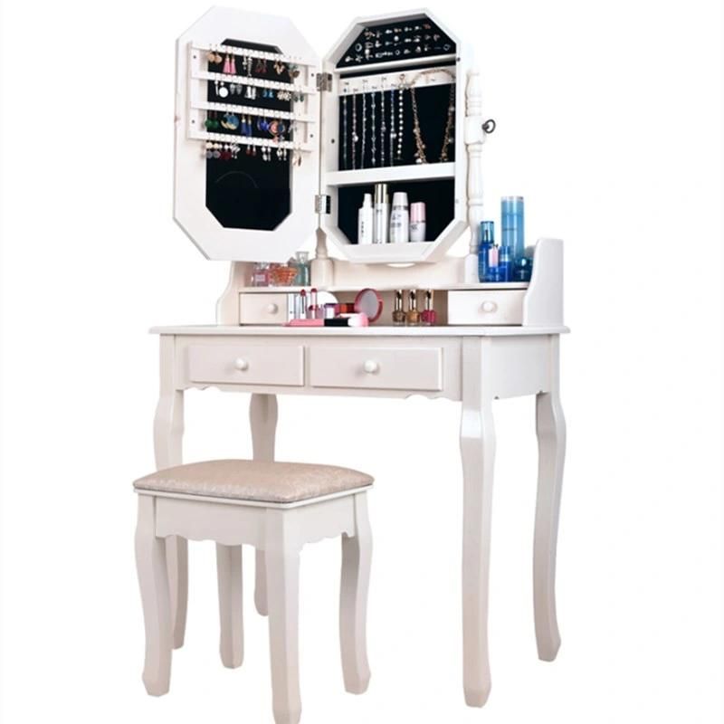 Dressing Table Modern Simple Solid Wood Dressing Table Table and Stool Combination Bedroom Small Apartment Vanity Mirror