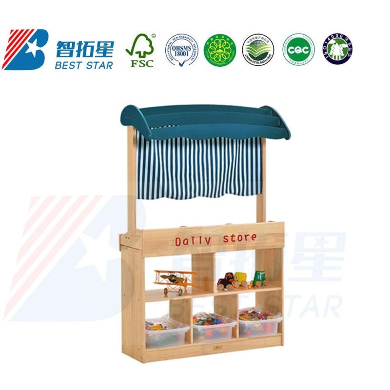 Kindergarten Role-Play Furniture, Preschool Children Playing Area and Indoor Playroom Furniture, Wooden Kids Puppet Workstation