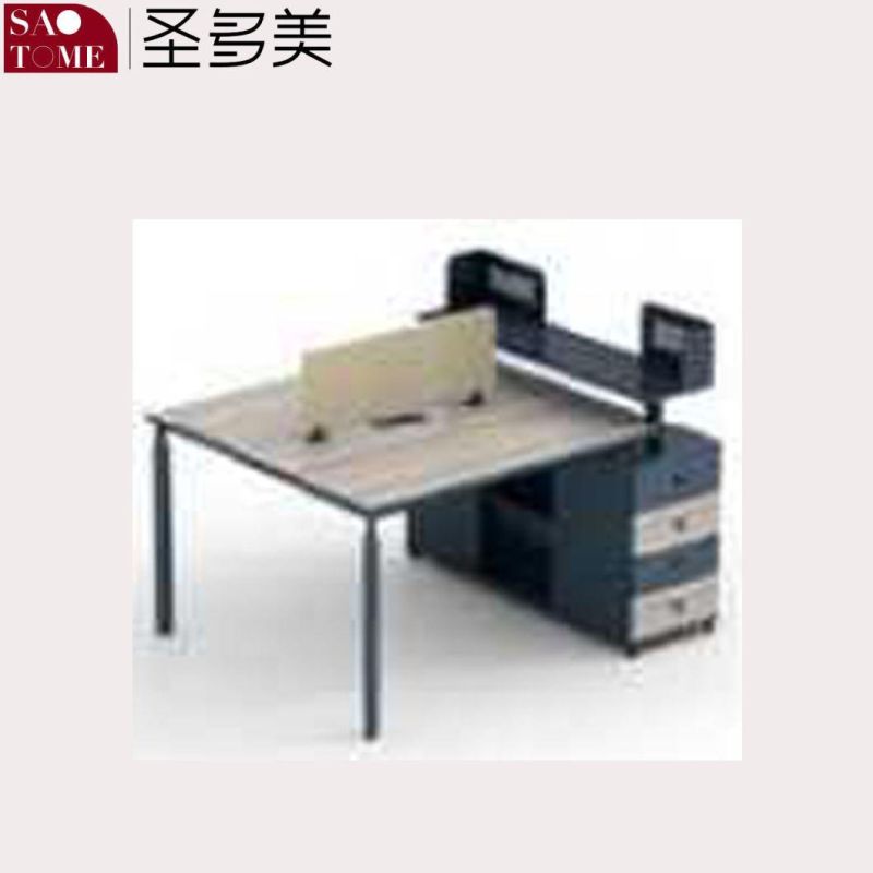 Modern Office Furniture Four-Seater Desk with Support Cabinet and Screen Clip and File Rack