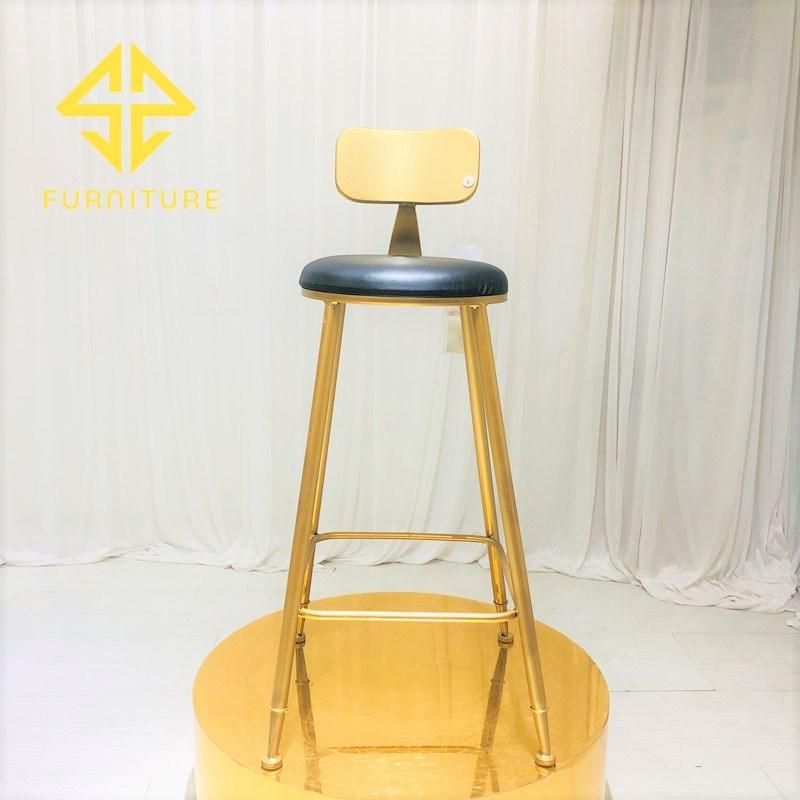 Loyal Golden Stainless Steel High Bar Stool Fwith PU Leather