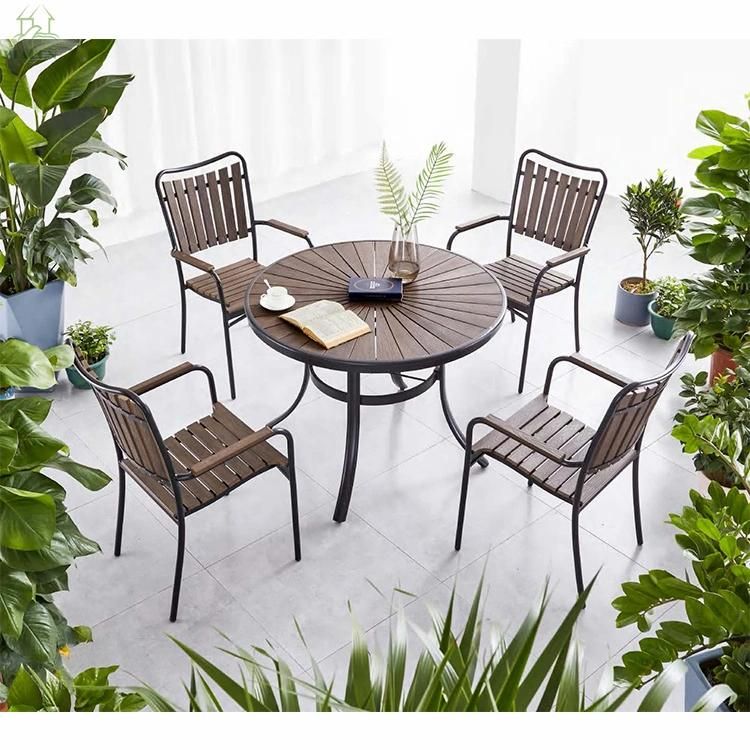 Modern Outdoor Aluminium Restaurant Dining Table Set and Chairs Aluminum Rope Patio Garden Furniture for Hote