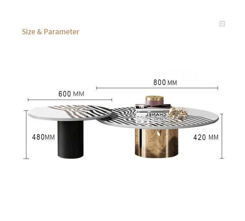 Home Apartment Furniture Stainless Steel Marble Tea Table