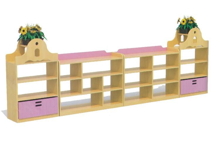 Wooden Daycare Furniture, Children Storage Shelves, Kids Wood Toy Shelf