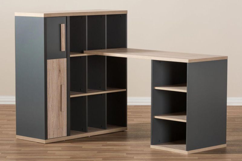 Modern Desk with Built-in Shelf Unit