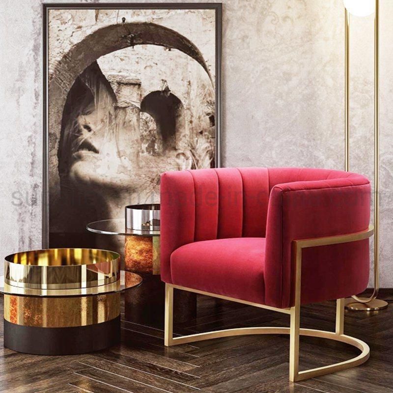 Hot Sale Modern Gold Metal Frame Luxury Accent Leisure Chair