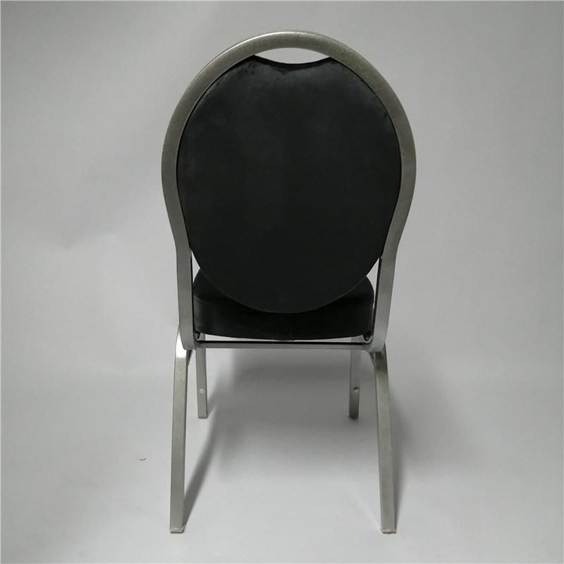 8cm Seat Steel Banquet Chair with Grey Velvet Fabric