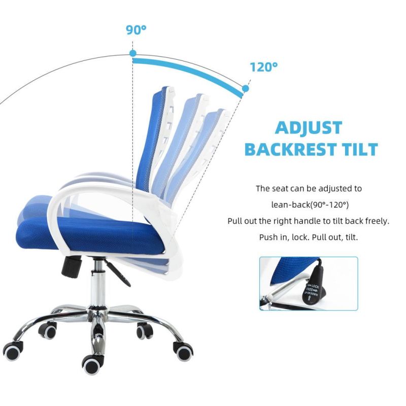 Cost-Effective Black and blue Mesh Office Chair with Folded Armchair for Home Meeting