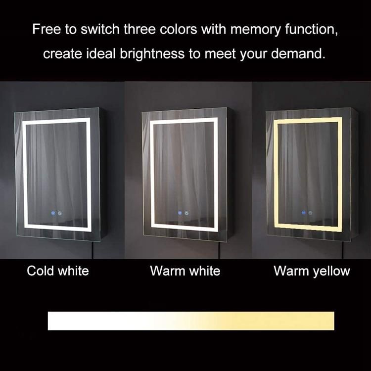 2022 New Design Wall Mounted Aluminum Frame Mirror Rectangle Mirror Bathroom LED Mirror for Vanity Cabinet