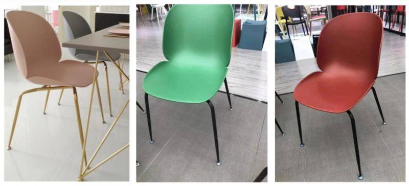 Modern Restaurant Factory Direct Selling New Design Leisure PP Plastic Dining Chair with Metal Leg