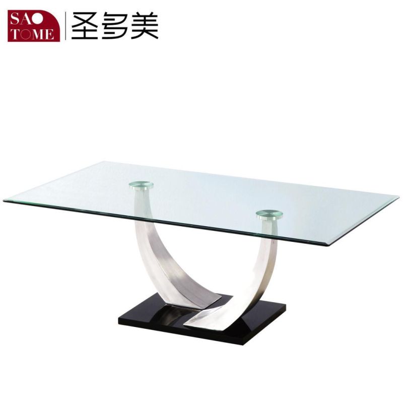 8mm Transparent Glass Top, High Gloss Black MDF 25mm Coffee Table at The Bottom