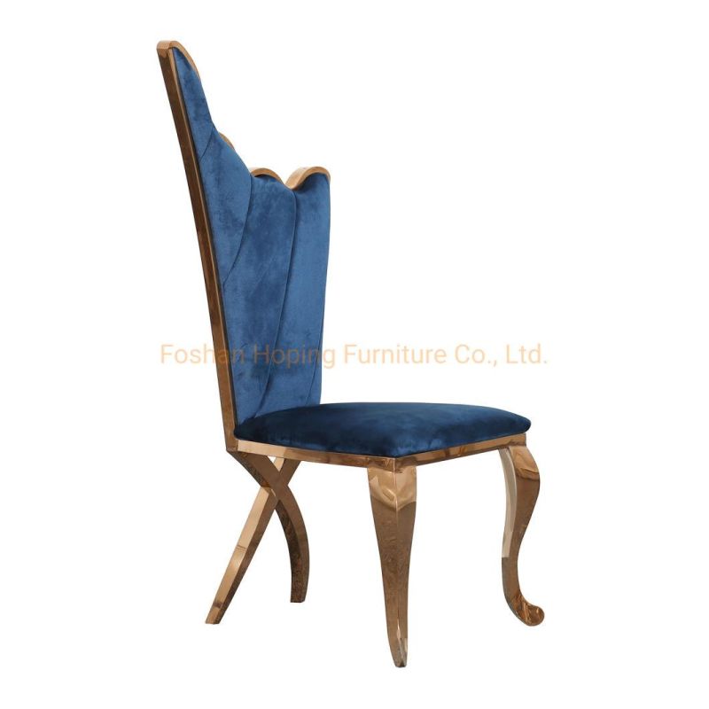 Luxury Classic Dining Room and Event Restaurant Furniture Cross Back Banquet Chair Factories Price Wholesale Polishing Stainless Steel White Wedding Chairs