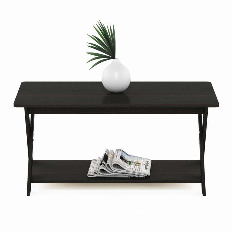 Modern Simplistic Crossed Coffee Table, French Oak Grey