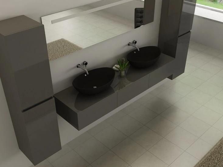 Design Modern Style Melamine Bathroom Vanity with Mirror Cabinet