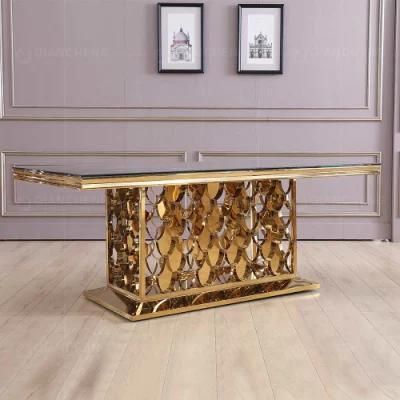 Modern Stainless Steel Leg Luxury Black Mirror Glass Dining Table