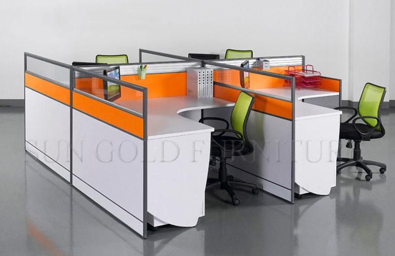 (SZ-WS009) Fashion 4 Person Work Station Table with Desktop Partition Office Workstation