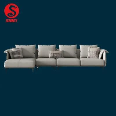 Modern Luxury Sofa Sets Wooden Legs Home Furniture L Style Settee Living Room Leather Sofa