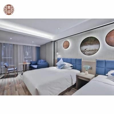 Modern Blue Color MDF with Veneer Hotel Standard Bedroom Furniture