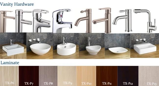 Customized Wood Color Laminated Bathroom Vanity Mirror Cabinets Furniture with Basin and Faucet