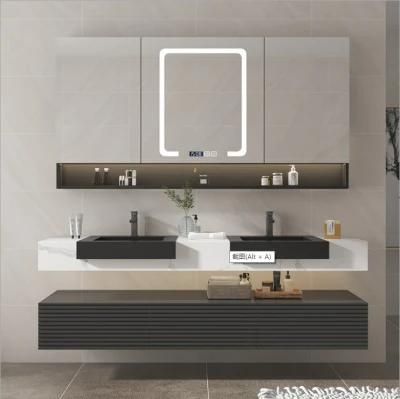 Rock Plate Integrated Basin Bathroom Cabinet Combination Modern Simple Toilet Washbasin Washstand Intelligent Solid Wood Bathroom Cabinet