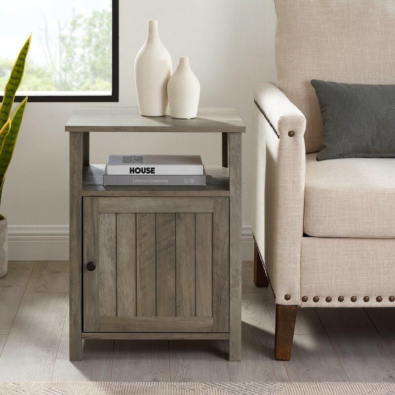 Living Room Furniture Gray Wash Bedside Table Orford Nightstand End Table Bedroom Furniture with 1 Door