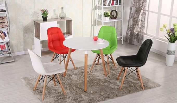 Wooden Leg PU Leather Cover Plastic Dining Chair