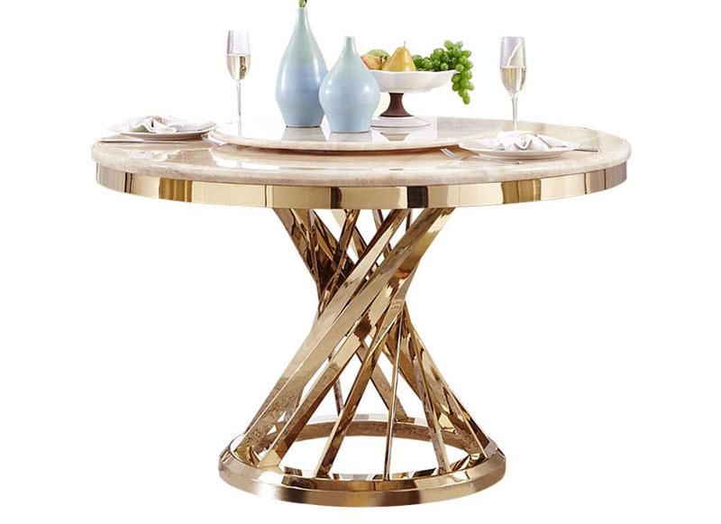 Modern Simple Round Rotating Artificial Marble Top Dining Table