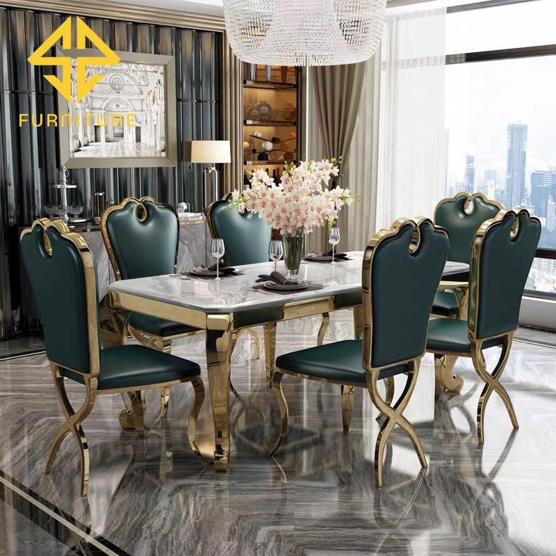 2021sawa Wholesale Modern Restaurant Furniture, Stainless Steel and Natural Marble Table and Chair Covers