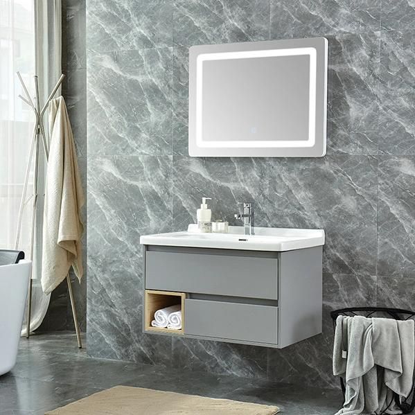 Wholesale Wall Mounted Single Ceramic Basin Bathroom Cabinet Set Modern Cabinet Furniture LED Mirror Bathroom Home Furniture