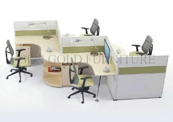 China Modular Office Cubicle Workstation Melamine 4 Person Office Desk (SZ-WST744)