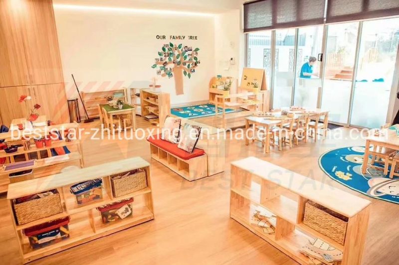 Children Care Center Furniture, Baby Display Wooden Shelf Rack, Playroom Furniture Toy Storage Rack, Kindergarten Kids Shoes Rack