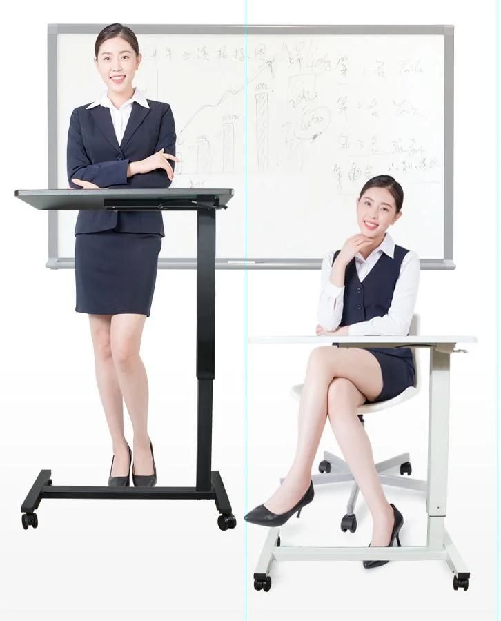 Pneumatic Height Adjustable Table Sit Stand Gas Lifting Single Legs Laptop Office Standing Desk