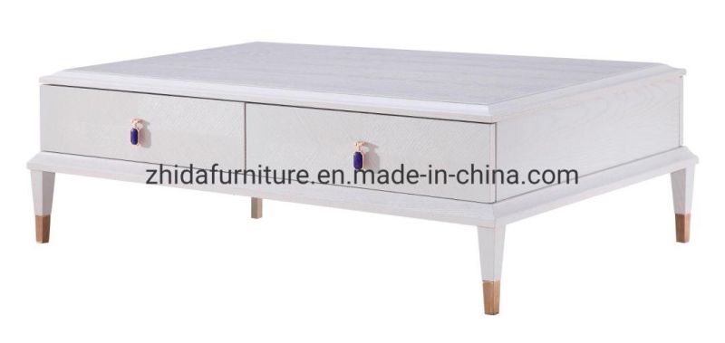 White Color Antique Style Wooden Coffee Table for Modern Design