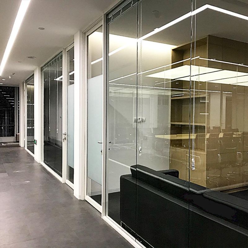 Modern Glass Partition 12mm Glass Aluminium Office Glass Partition