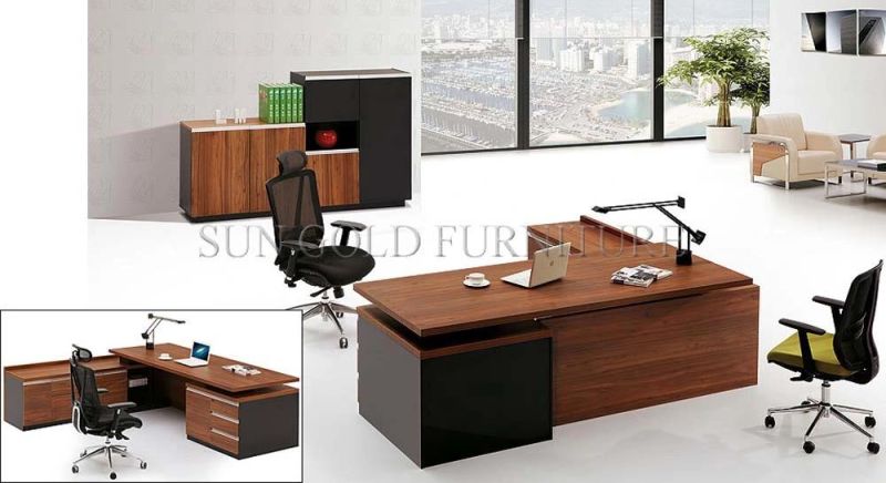 2015 Hot Popular Melamine Wooden Desktop with Black Steel Foot Office Desk (SZ-OD308)