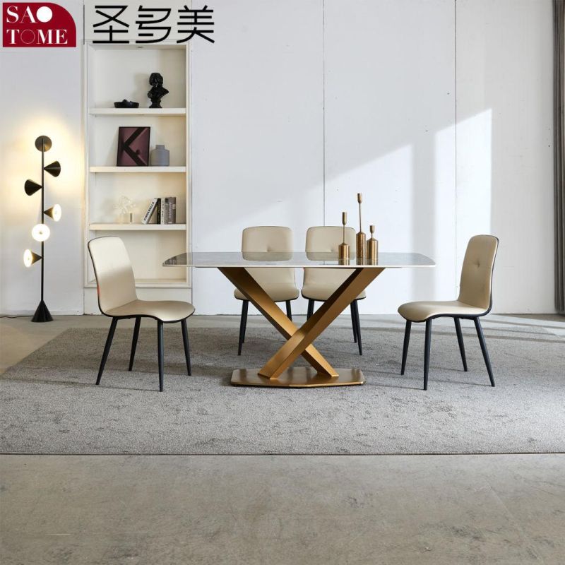 Modern Rock Board Furniture Cross Table Titanium Dining Table